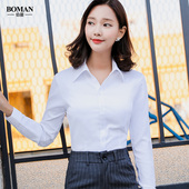 女春2019韩版 大码 修身 衬衫 职业V领白衬衣夏季 宽松短袖 女装 工作服