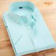 修身 2020伯曼夏季 男青年职业工装 冰绿纯色白衬衣胖子大码 短袖 衬衫