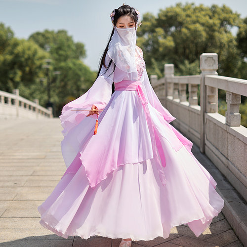 古装汉服女夏季漫舞轻纱连衣裙