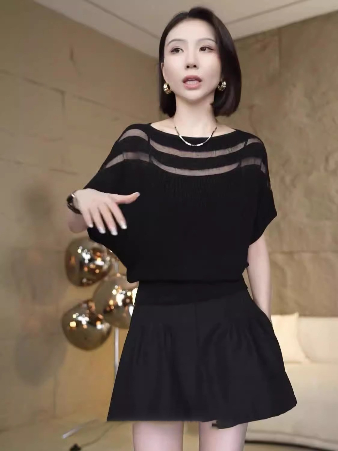 2024 HIGH-END WOMENS CLOTHING FASHION NEW SUMMER LUXURY DESIGN NICHE BAT SLEEVE ICE SILK KNITWEAR WOMEN