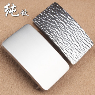 皮带男纯钛扣头男板扣平滑扣头超轻防金属过敏休闲头层牛皮腰带