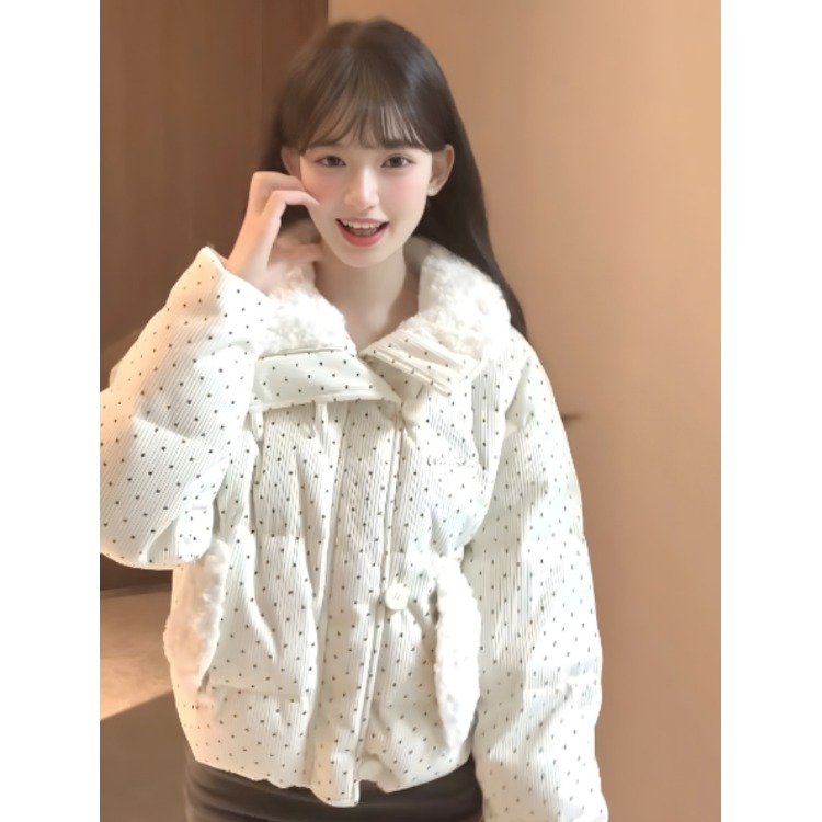 鬼马少女灯芯绒加厚羽绒棉服外套