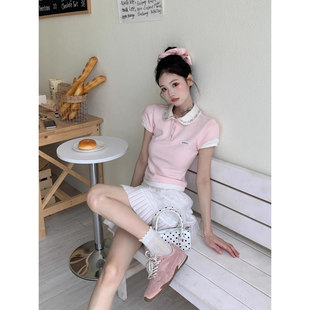 学院风穿搭一整套女初夏独特绝美miu系千金套装T恤百褶半裙两件套