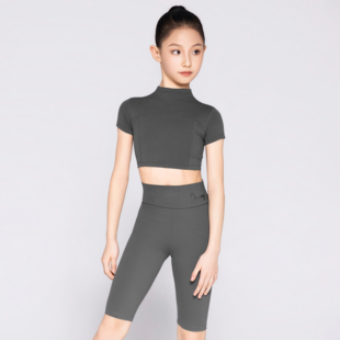 Venny薇妮【心电感应】拉丁舞日常练功服儿童短袖瑜伽健身运动裤