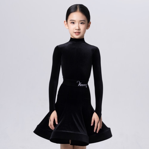 薇妮舞美拉丁舞服丝绒比赛规定服