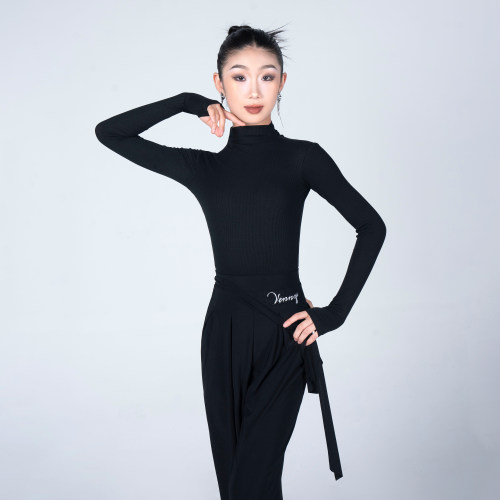 高领长袖练功服摩登舞服上衣裤子