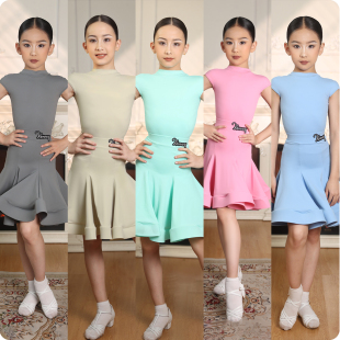Venny薇妮拉丁舞服女童短袖考级比赛服表演规定服少儿舞蹈鱼骨裙