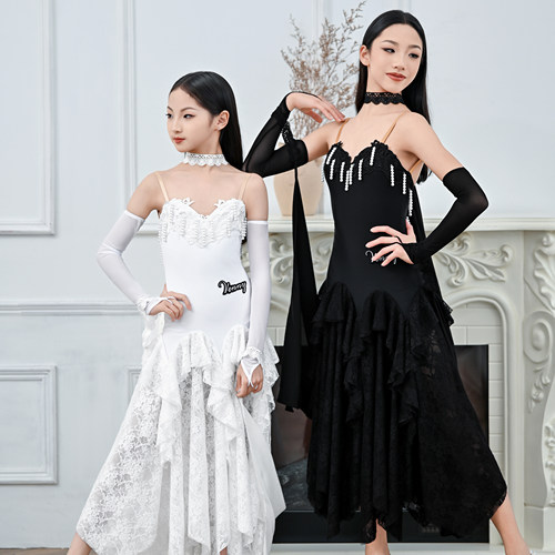 Venny薇妮【摩登】舞服女童表演服蕾丝大裙摆舞裙华尔兹国标演出