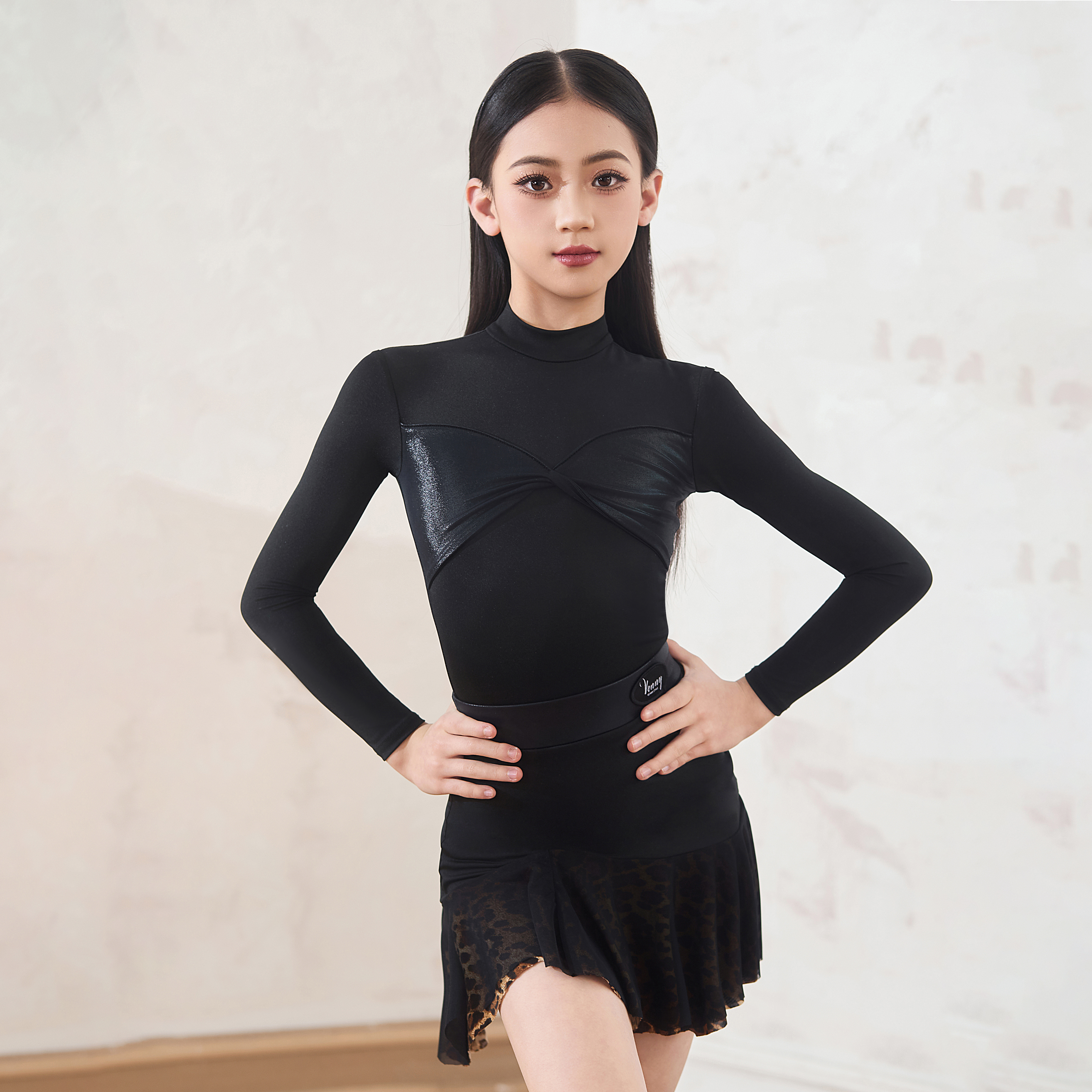 薇妮舞美拉丁舞服秋冬女童练功服