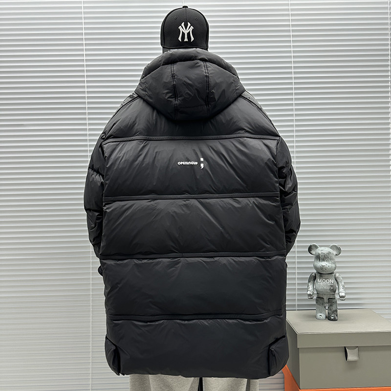 2025新标90白鸭绒泼墨袖中长款连帽加厚羽绒服SY888P330,男装羽绒服,钱塘735