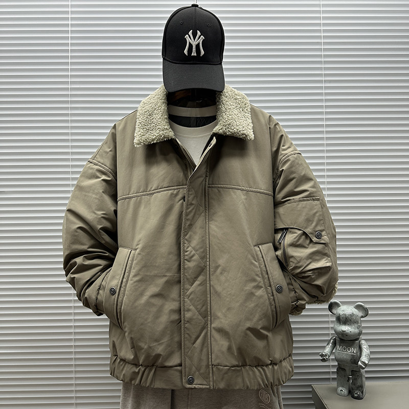 2025冬装新款（绵羊毛填充）复古羊羔毛翻领棉服F-5093P270,男装棉衣,钱塘735