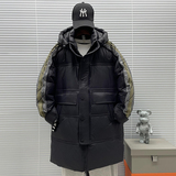 2025新标90白鸭绒泼墨袖中长款连帽加厚羽绒服SY888P330，男装羽绒服，钱塘735
