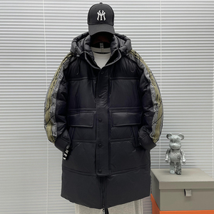 2025新标90白鸭绒泼墨袖中长款连帽加厚羽绒服SY888P330图片