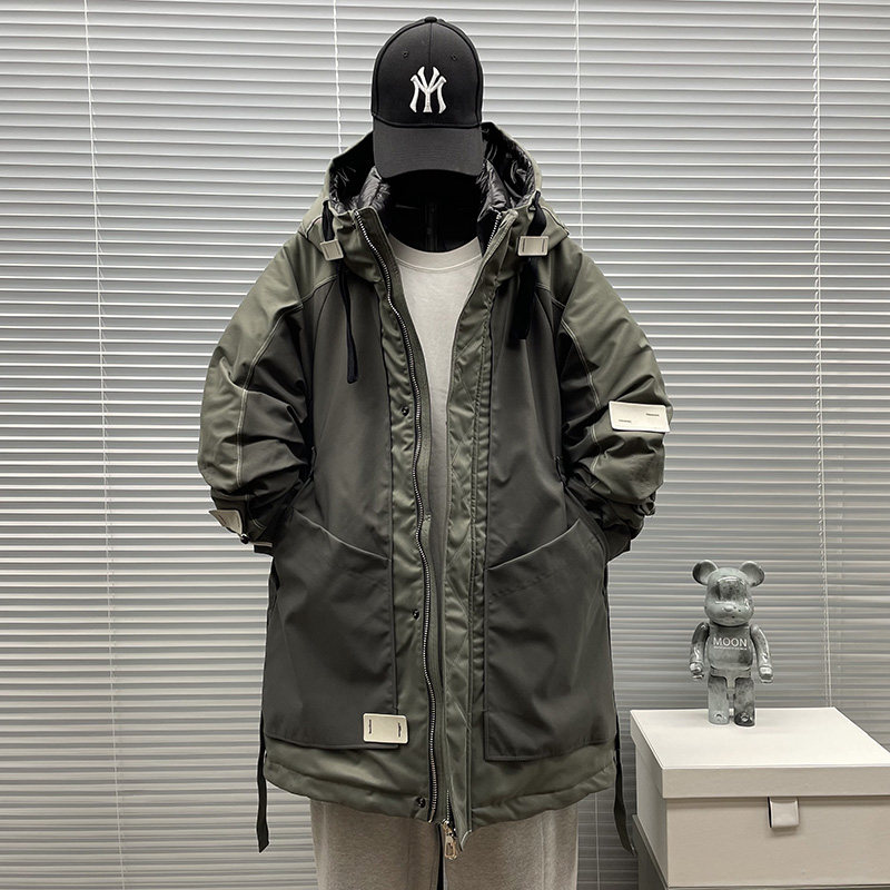 牛道2025新款男士中长款90白鸭绒连帽拼接加厚羽绒男A89P340,男装卫衣,钱塘735