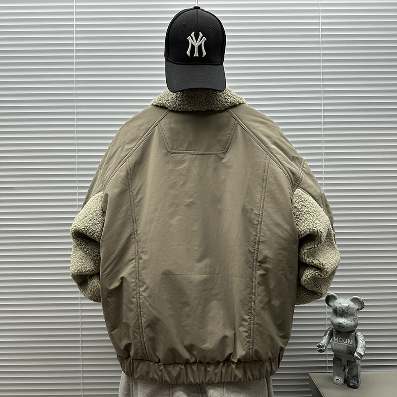2025冬装新款（绵羊毛填充）复古羊羔毛翻领棉服F-5093P270,男装棉衣,钱塘735