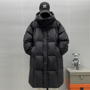 2025新标90白鸭绒加厚连帽长款过膝羽绒服男L111P425图片