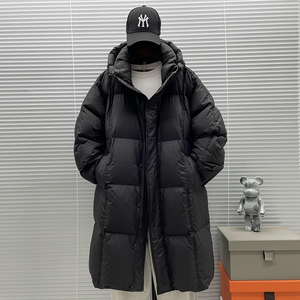2025新标90白鸭绒加厚连帽长款过膝羽绒服男L111P425图片