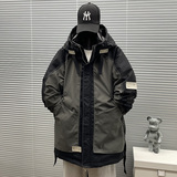 牛道2025新款男士中长款90白鸭绒连帽拼接加厚羽绒男A89P340，男装卫衣，钱塘735