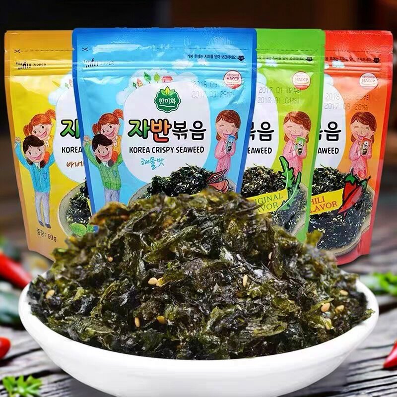 韩国进口食品 韩美禾炒海苔 即食原味60g袋儿童拌饭海苔休闲零食