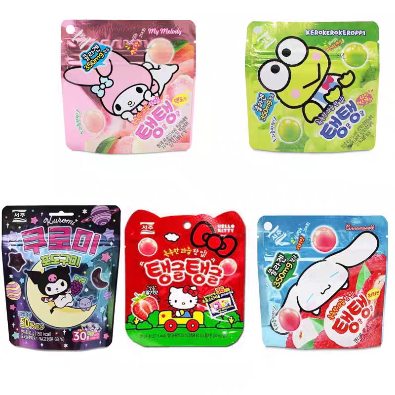 韩国进口零食SEOJU西洲荔枝葡萄软糖三丽鸥库洛米儿童网QQ水果糖