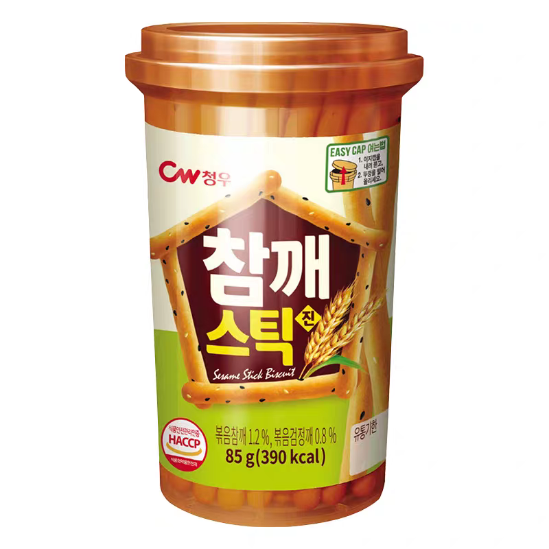 韩国进口食品 cw青佑芝麻棒宝宝手指饼干儿童磨牙棒休闲小零食85g