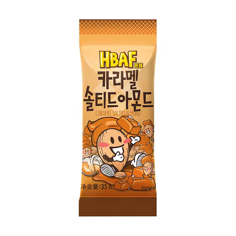 韩国进口休闲零食品 芭蜂焦糖味盐焗扁桃仁巴旦木35g坚果果仁