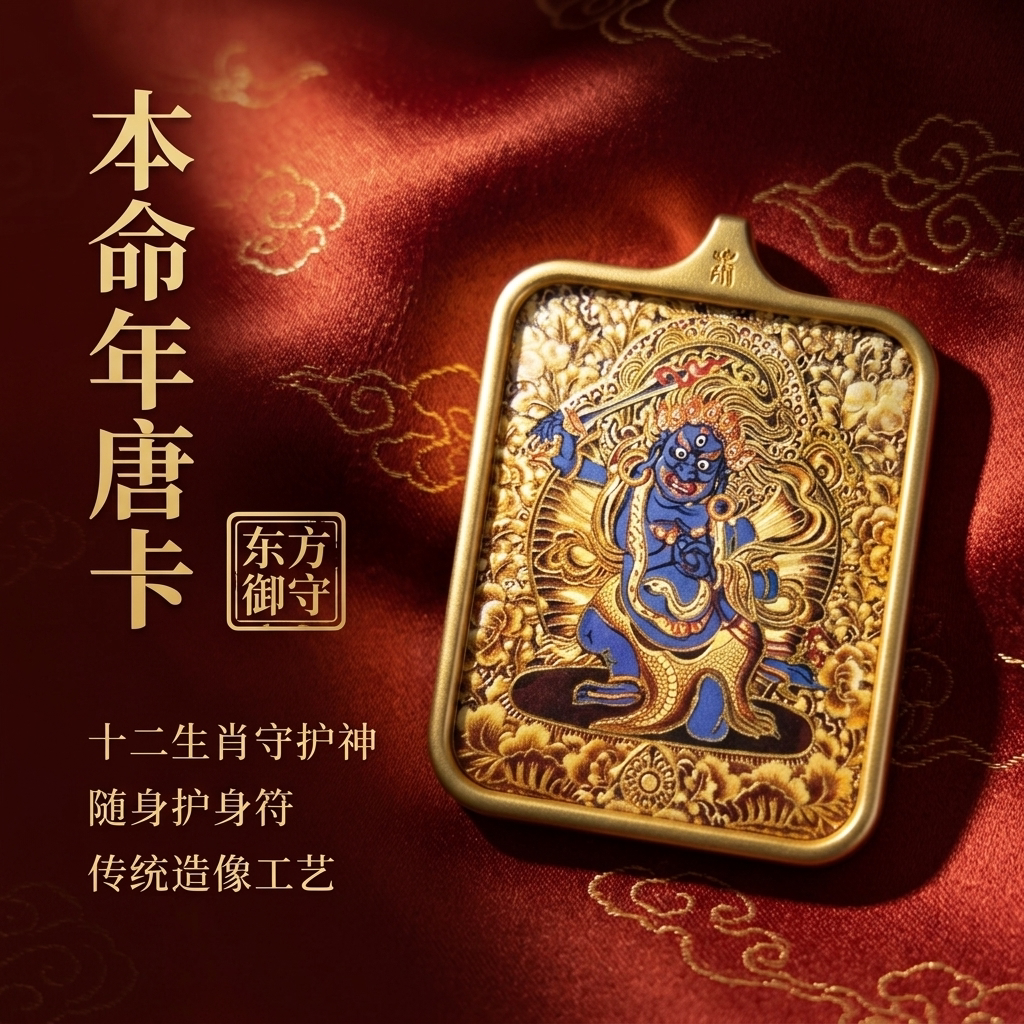 手绘唐卡吊坠本命年护身符项链
