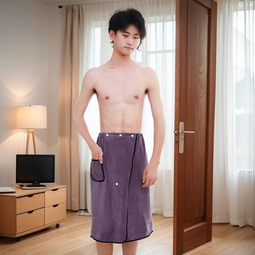 浴巾男款可穿可裹洗澡专用珊瑚绒成人家用吸水不掉毛男士浴裙