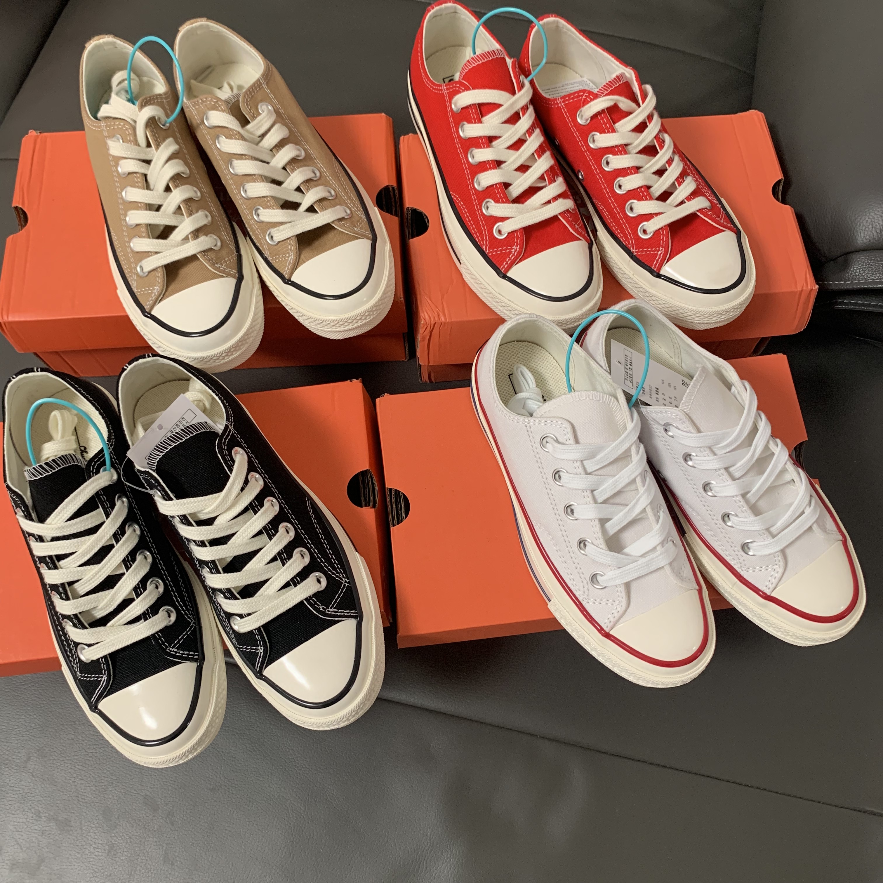 1970s帆布鞋高低帮黑色男女经典款米白搪瓷红情侣运动休闲板鞋