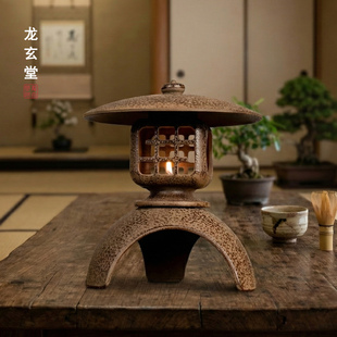 日式铸铁古灯侘寂风中式香薰灯茶室氛围复古影视道具样板间摆件