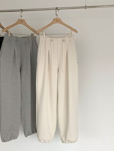 金天unni韩国egg2025年新款松紧腰抽绳宽松束脚休闲卫裤两色