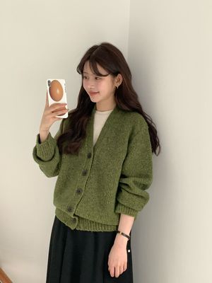 金天unni韩国egg新款针织开衫彩色宽松显瘦百搭开衫毛衣紫气东来