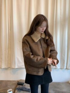 韩国ounce2026新款皮毛一体外套女短款小个子羊羔毛加厚保暖上衣