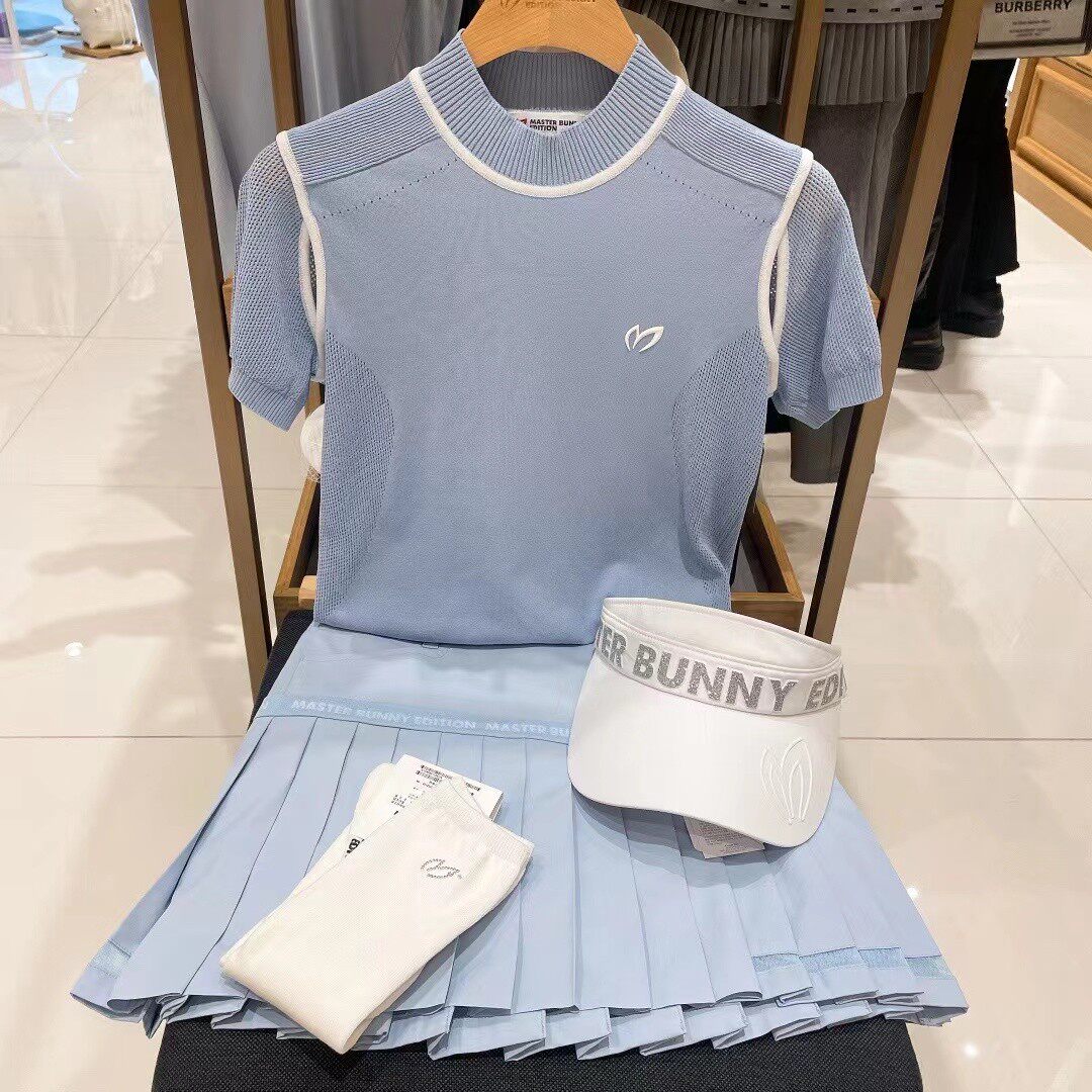 高尔夫韩版户外针织短袖女套装