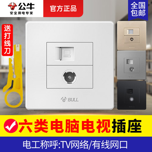 公牛电视电脑插座面板和闭路型tv