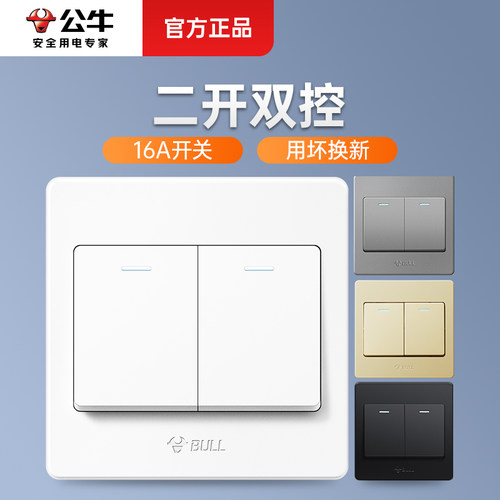 公牛开关面板二开双控