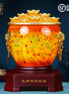 非遗大漆工艺黄铜故宫缸摆件