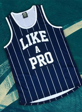 LIKE A PRO街球吴悠日落东单队服男diy街头篮球服背心训练篮球衣