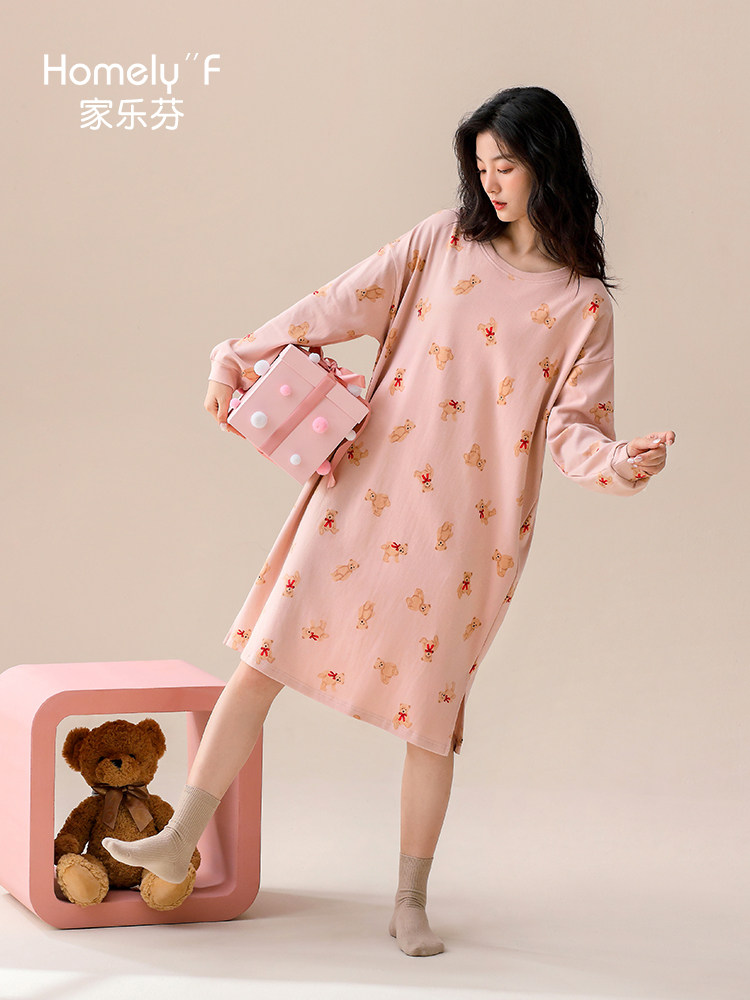 涤棉睡衣春秋季女式睡衣秋冬纯棉长袖长衫夏薄大码