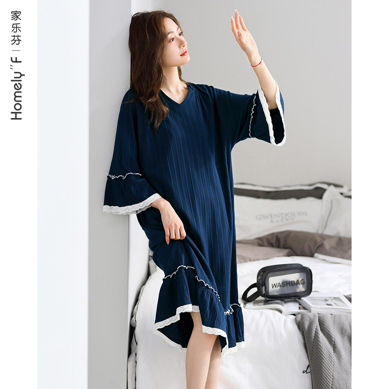 2022年新款睡裙女士睡衣裙春秋纯棉长袖高级感公主风大码长款夏季,女士内衣/男士内衣/家居服,睡裙,淘宝优惠券,粉丝福利购,淘宝优惠卷