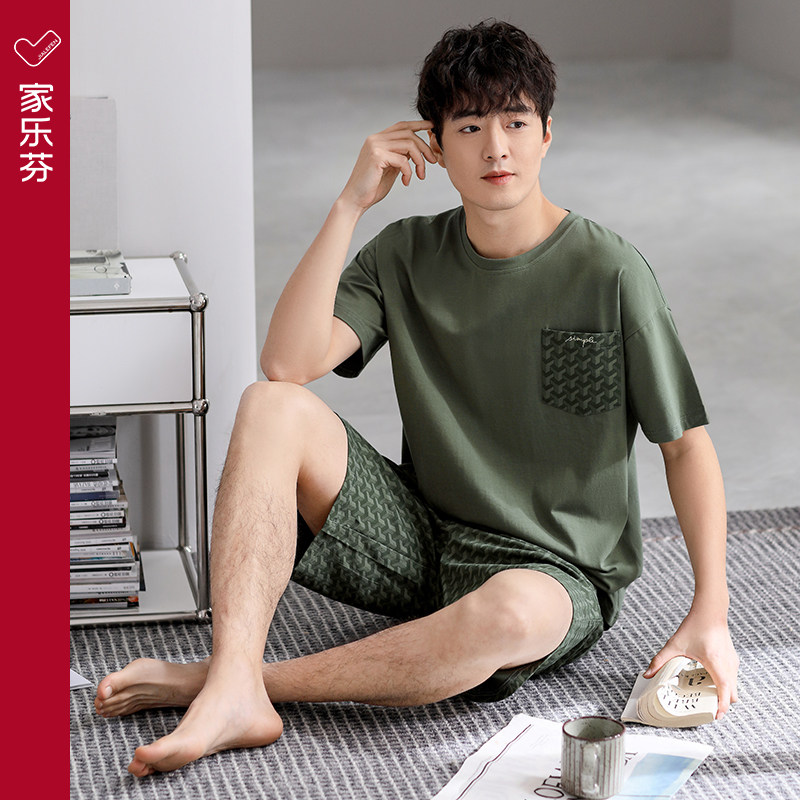 家乐芬睡衣男士夏季纯棉短袖短裤家居服男款夏天薄款夏款大码套装,女士内衣/男士内衣/家居服,睡衣/家居服套装,淘宝优惠券,粉丝福利购,淘宝优惠卷