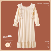 纯棉薄款 长袖 春夏季 长款 睡裙女士睡衣春秋款 可爱公主大码 秋季