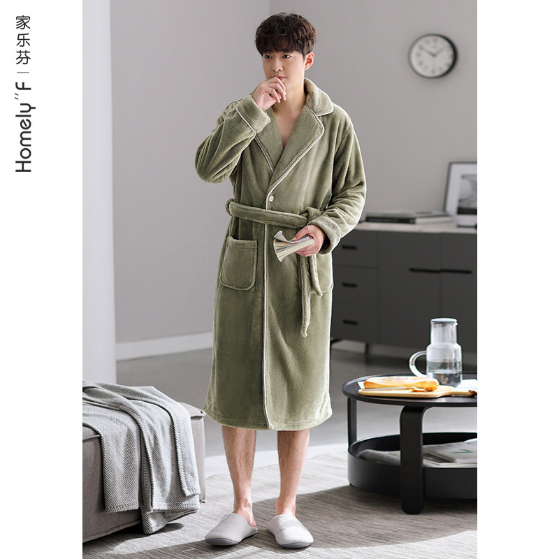 家乐芬睡衣男士睡袍男款秋冬款冬季珊瑚绒加厚加绒法兰绒浴袍长款,女士内衣/男士内衣/家居服,睡袍/浴袍,淘宝优惠券,粉丝福利购,淘宝优惠卷