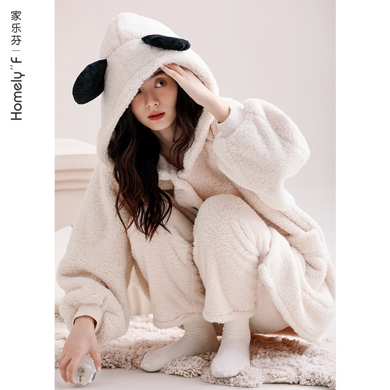 家乐芬睡衣女士冬季秋冬款法兰绒加绒加厚款珊瑚绒家居服冬天套装,女士内衣/男士内衣/家居服,睡衣/家居服套装,淘宝优惠券,粉丝福利购,淘宝优惠卷