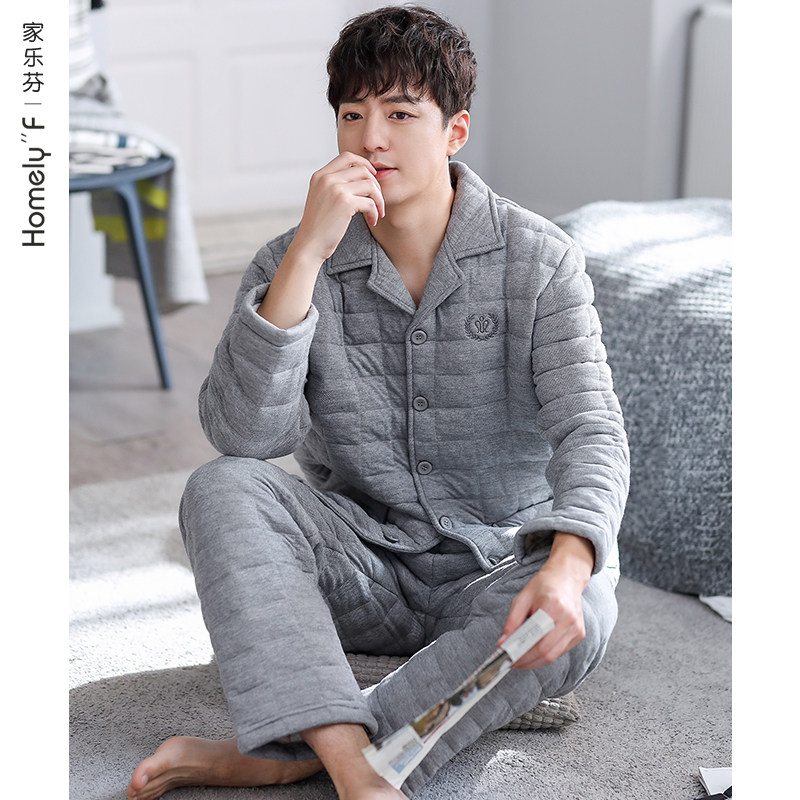 【商场同款】空气棉睡衣男士春秋加厚纯棉长袖秋冬款夹棉夹层,女士内衣/男士内衣/家居服,睡衣/家居服套装,淘宝优惠券,粉丝福利购,淘宝优惠卷
