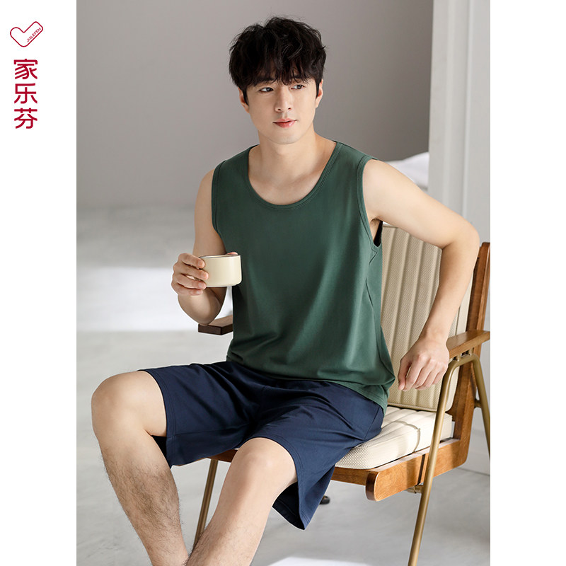家乐芬睡衣男士夏季背心无袖短裤纯棉家居服男款夏天夏款大码套装,女士内衣/男士内衣/家居服,睡衣/家居服套装,淘宝优惠券,粉丝福利购,淘宝优惠卷