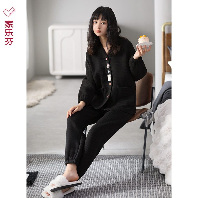 睡衣女士春秋款加厚纯棉长袖家居服秋冬款冬季空气棉夹棉夹层套装,女士内衣/男士内衣/家居服,睡衣/家居服套装,淘宝优惠券,粉丝福利购,淘宝优惠卷