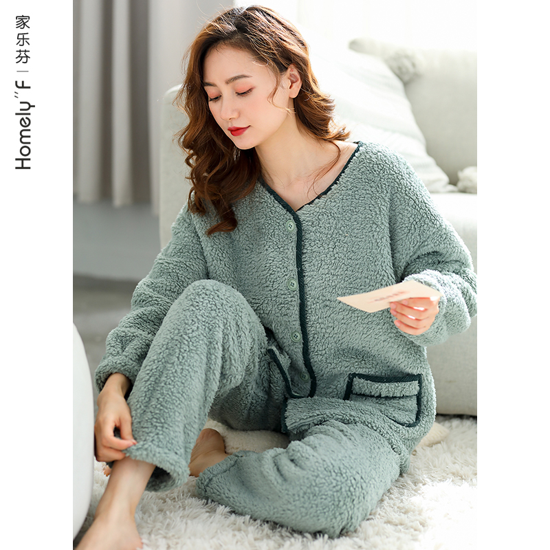 秋冬季珊瑚绒加厚保暖大码家居服