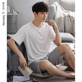 夏天莫代尔薄款 短袖 套装 夏季 大码 夏款 冰丝家居服男款 睡衣男士 短裤