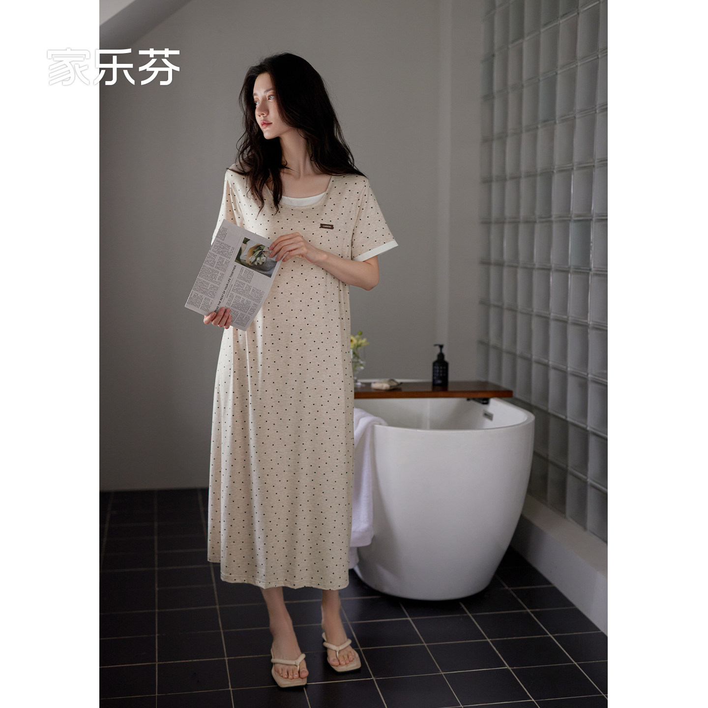 家乐芬带胸垫睡裙女士睡衣夏季夏款莫代尔短袖连衣裙可外穿高级感